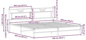 Estrutura cama sem colchão 193x203 cm metal carvalho castanho