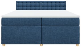 Cama com molas/colchão 200x200 cm tecido azul