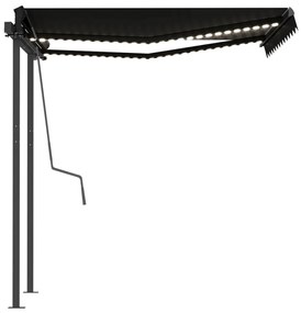 Toldo retrátil manual com LED 3,5x2,5 m antracite