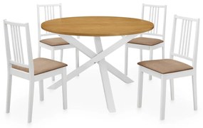 vidaXL 5 pcs conjunto de jantar MDF branco