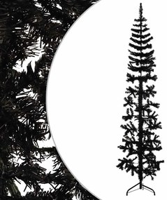 Meia árvore de Natal fina com suporte 180 cm preto