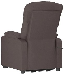 Poltrona elevatória de massagens tecido castanho-escuro