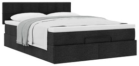 Cama otomana com colchão 140x190 cm tecido preto