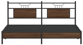 Estrutura de cama sem colchão 183x203 cm carvalho castanho