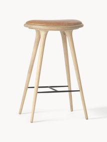 Banco alto em madeira de carvalho e couro High Stool