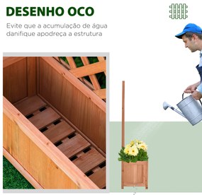 Floreira com Treliça de Madeira Caixa de Plantio com Suporte para Plantas Trepadeiras para Cultivos 70x28x117 cm Madeira