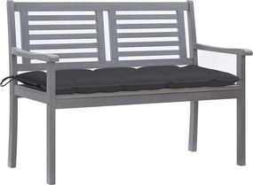 vidaXL Banco de jardim 2 lugares c/ almofadão 120 cm eucalipto cinza
