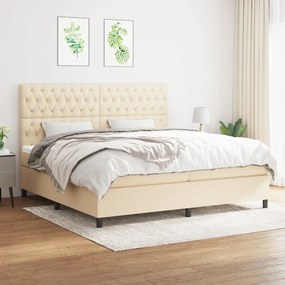 Cama com molas/colchão 200x200 cm tecido cor creme