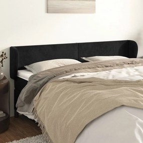 Cabeceira de cama c/ abas veludo 183x23x78/88 cm preto