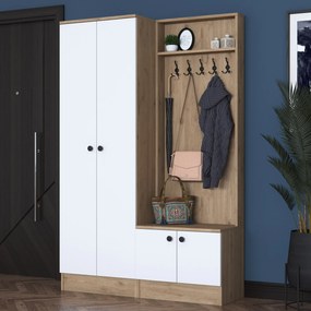 Cabide de Entrada P6 – Branco e Nogueira – 119,6 x 182,8 x 35,5 cm