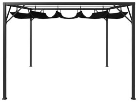Gazebo de jardim com toldo retrátil 3x3 m antracite