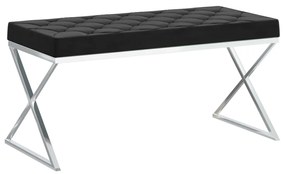 vidaXL Banco 97 cm aço inoxidável e veludo preto