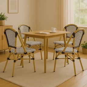 Conjunto de 4 Cadeiras de Jardim – CANNES – Alumínio e Ratán Branco e