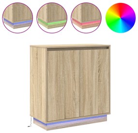 Buffet vidaXL com LED em Carvalho Sonoma - 71 x 34.5 x 75 cm - Feito d