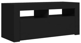 Móvel de TV com luzes LED 90x35x40 cm preto