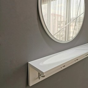 Hall Stand V103 – Branco – Prateleira: 80x15x15 cm, Espelho: 60x60 cm