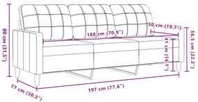 Sofá de 3 lugares 180 cm veludo cinza-escuro