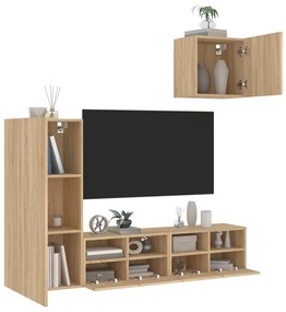 vidaXL 4 pcs móveis de parede p/ TV derivados madeira carvalho sonoma