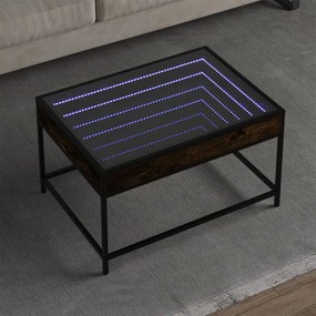 Mesa de centro luzes LED Infinity 70x50x41 cm carvalho fumado