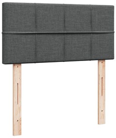 Cama box spring com colchão solteiro tecido cinzento-escuro