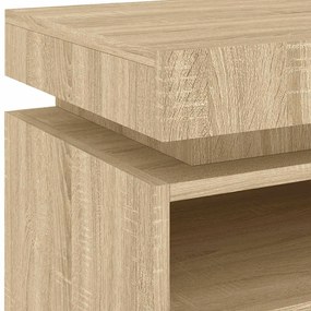 Mesas cabeceira c/ luzes LED 2 pcs 40x39x48,5cm carvalho sonoma