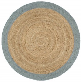 Tapete artesanal em juta com rebordo verde azeitona 180 cm