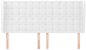 Cabeceira cama c/ abas couro artificial 163x23x118/128cm branco