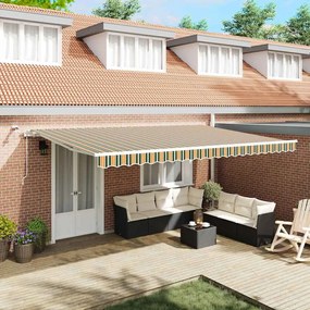 Toldo Retrátil Automático vidaXL com LED Verde e Amarelo 500x300 cm