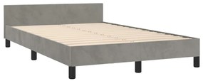 Estrutura de cama c/ cabeceira 120x190 cm veludo cinza-claro