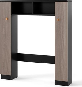 Estante sobre sanita de casa de banho 87,5 x 18 x 98 cm com 2 portas e 2 compartimentos abertos Preto e Castanho