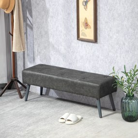 Banco de Pé de Cama Multifuncional Clássico Banco Dormitório com Pés de Madeira e Assento Acolchoado 114x38x42 cm Cinza
