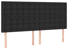 Cabeceira cama c/ LED couro artificial 180x5x118/128 cm preto