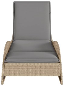 Espreguiçadeira com almofadão 60x205x73 cm vime PE bege