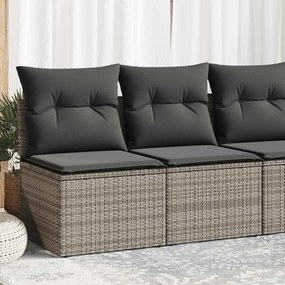 2 pcs conjunto sofás jardim almofadões vime PE/acácia cinzento