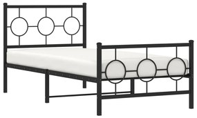 Estrutura de cama com cabeceira e pés 90x200 cm metal preto