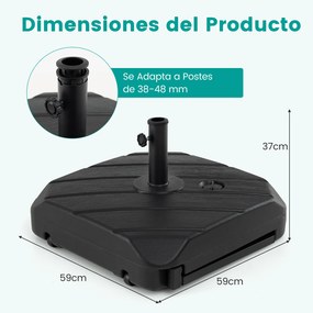 Base para guarda-sol com haste telescópica reabastecível com água e areia (95 kg), com rodas, para postes de 38-48 mm, para jardim, terraço, pátio e p