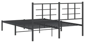 Estrutura de cama em metal com cabeceira 150x200 cm preto