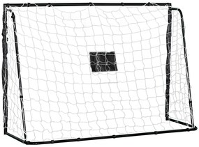 HOMCOM Gol de futebol gol de futebol estrutura de metal rede de PE estacas &amp; ferramenta incluídas dim. 186C x 62L x 123A cm preto branco | Aosom Portugal