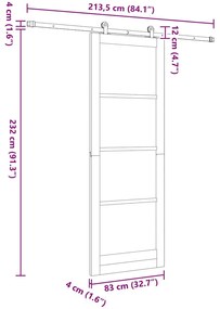 Porta Deslizante vidaXL com Conjunto de Ferragens "ORKDAL" Branca 83x2