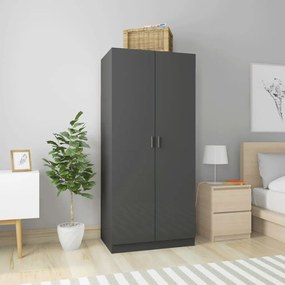 vidaXL Roupeiro 80x52x180 cm contraplacado cinzento brilhante