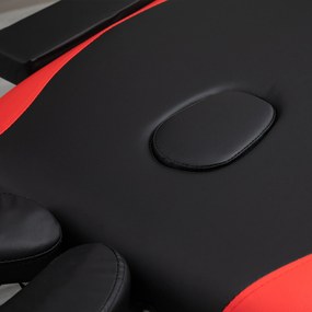 Cama de massagem dobrável e portátil 215x60x61-84cm ajustável em altura com apoio de cabeça e braço para fisioterapia Preto e vermelho