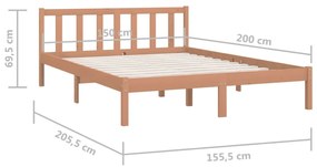 Estrutura cama king 150x200 cm pinho maciço castanho-mel