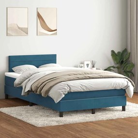 vidaXL Cama com molas/colchão 120x220 cm veludo azul-escuro