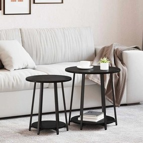 Mesa de apoio vidaXL 2 pcs Preto Carvalho Madeira Engenharia e Metal
