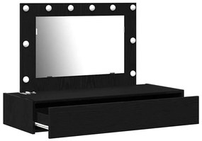 Mesa de Toucador Suspensa com Luzes LED em Carvalho Preto