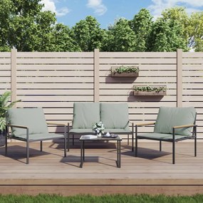 vidaXL 3 pcs conjunto lounge de jardim com almofadões aço antracite