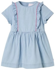 Vestido de criança com folhos azul-suave 92