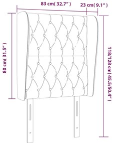 Cabeceira de cama c/ abas tecido 83x23x118/128cm cinzento-claro