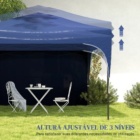 Outsunny Tenda Dobrável 3x3m com Altura Ajustável Tenda de Jardim com