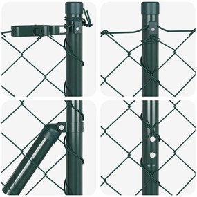 Conjunto de Postes de Cerca Verde 1.4 x 25 m Aço Galvanizado